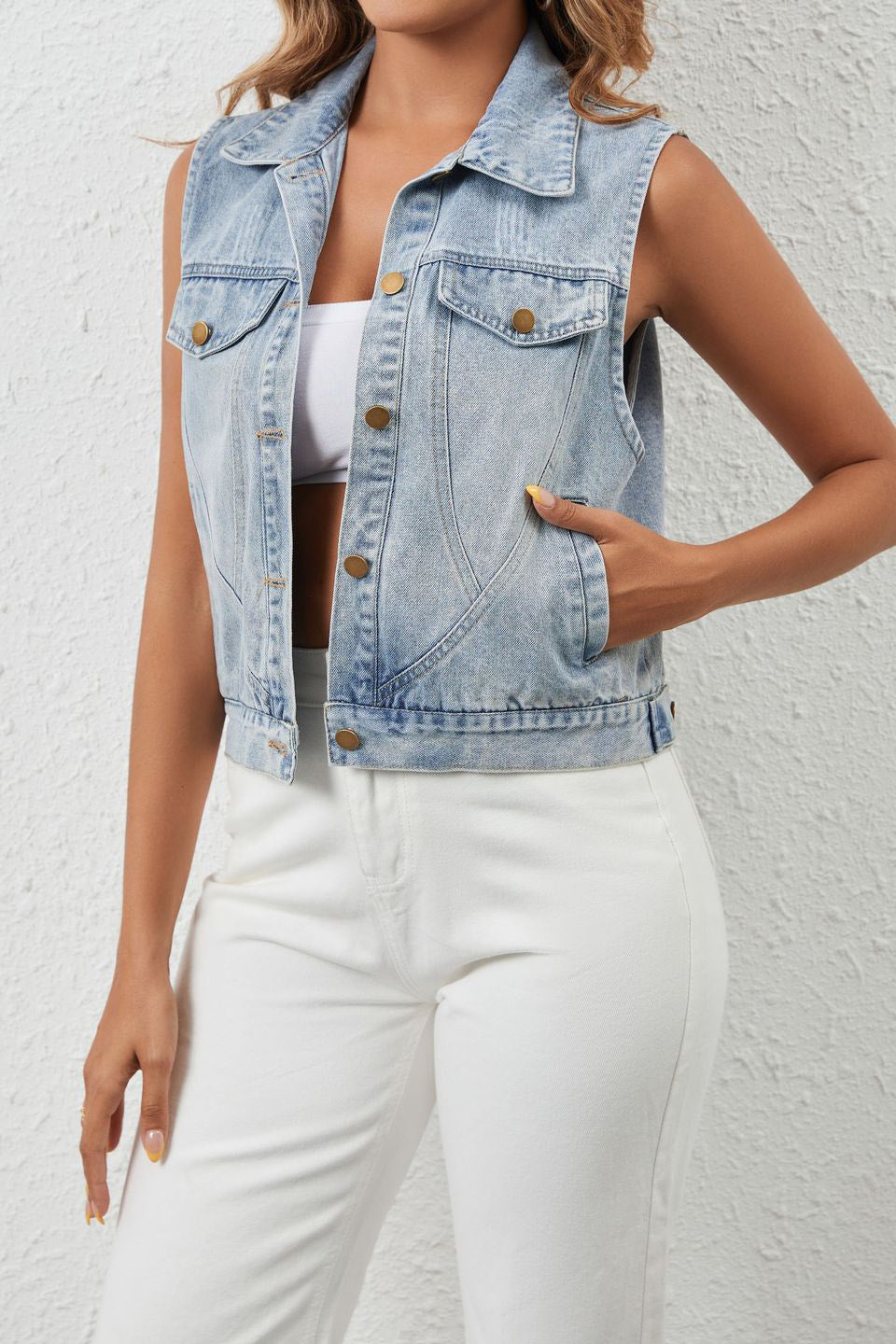Loose Fit Casual Denim Vest Lavish Daily