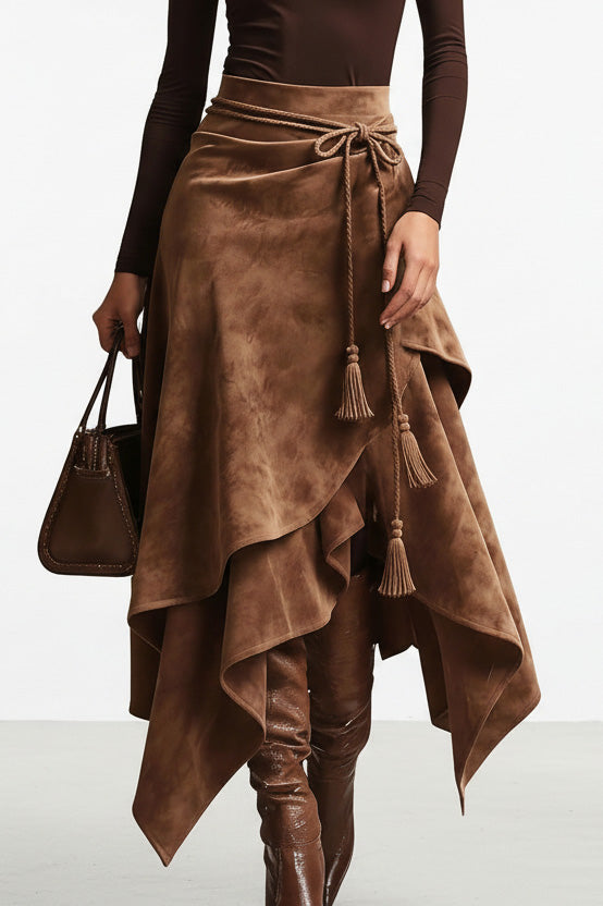 Retro Western Irregular Design Skirt LavishDaily