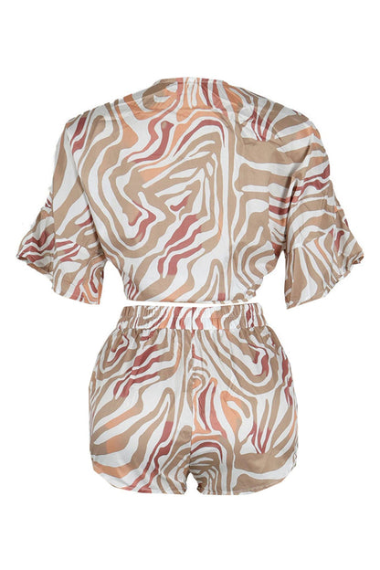 Printed Batwing Sleeve Loose Two-Piece Set Lavish Daily