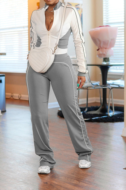 Zip-up Top & Pants Set Lavish Daily