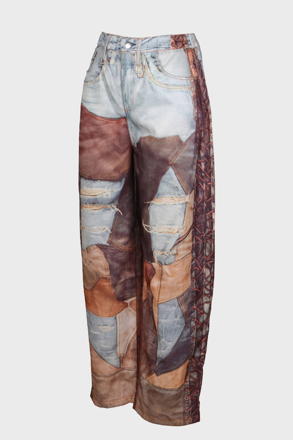 Printed Wide-Leg Casual Trousers Lavish Daily
