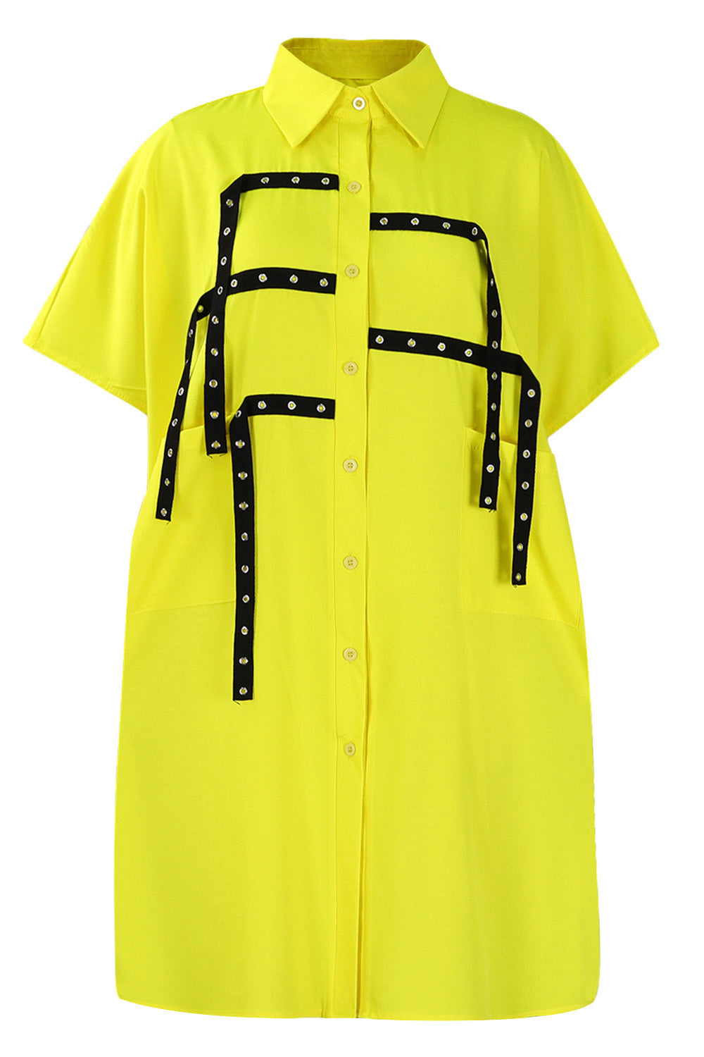 Loose Short-Sleeve Shirt Dress Lavish Daily