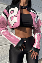 Faux Leather Varsity Jacket Lavish Daily