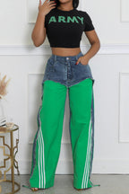 Striped Denim Jogger Pants Lavish Daily