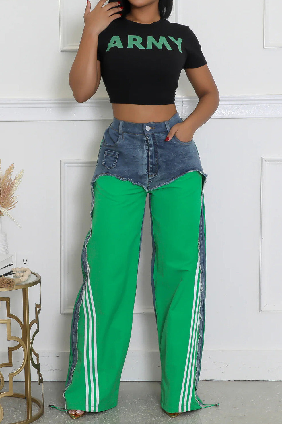 Striped Denim Jogger Pants Lavish Daily