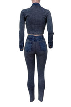 Ribbed Stretch Denim Two Piece Set Lavish Daily