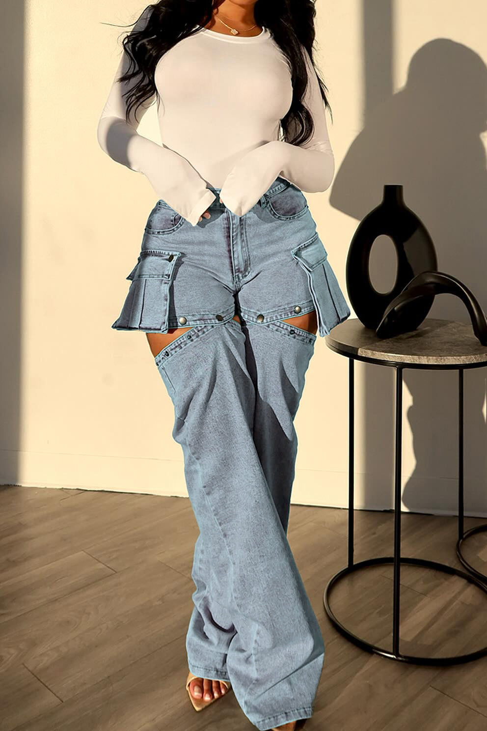 Detachable Cargo Jeans Lavish Daily