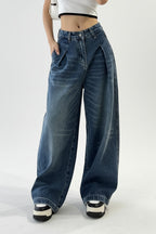Plus Size Baggy Folded Wide Leg Jeans Lavish Daily