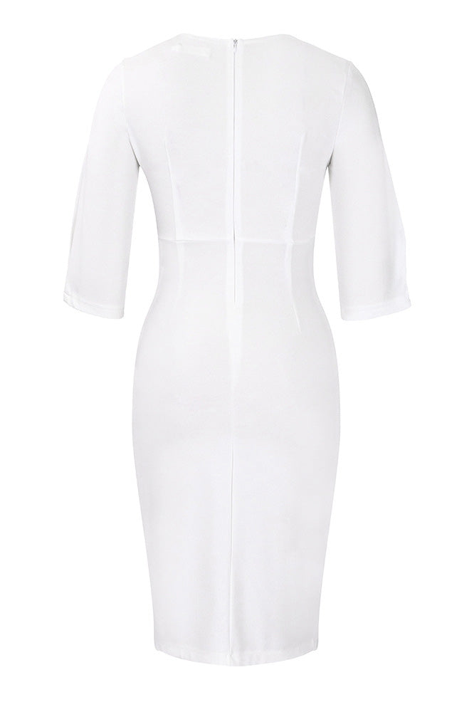 Office Pleated Pencil Dress Women's Slim Fit Lavish Daily