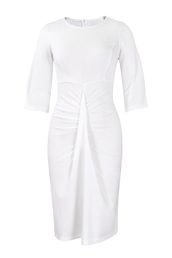 Office Pleated Pencil Dress Women's Slim Fit Lavish Daily