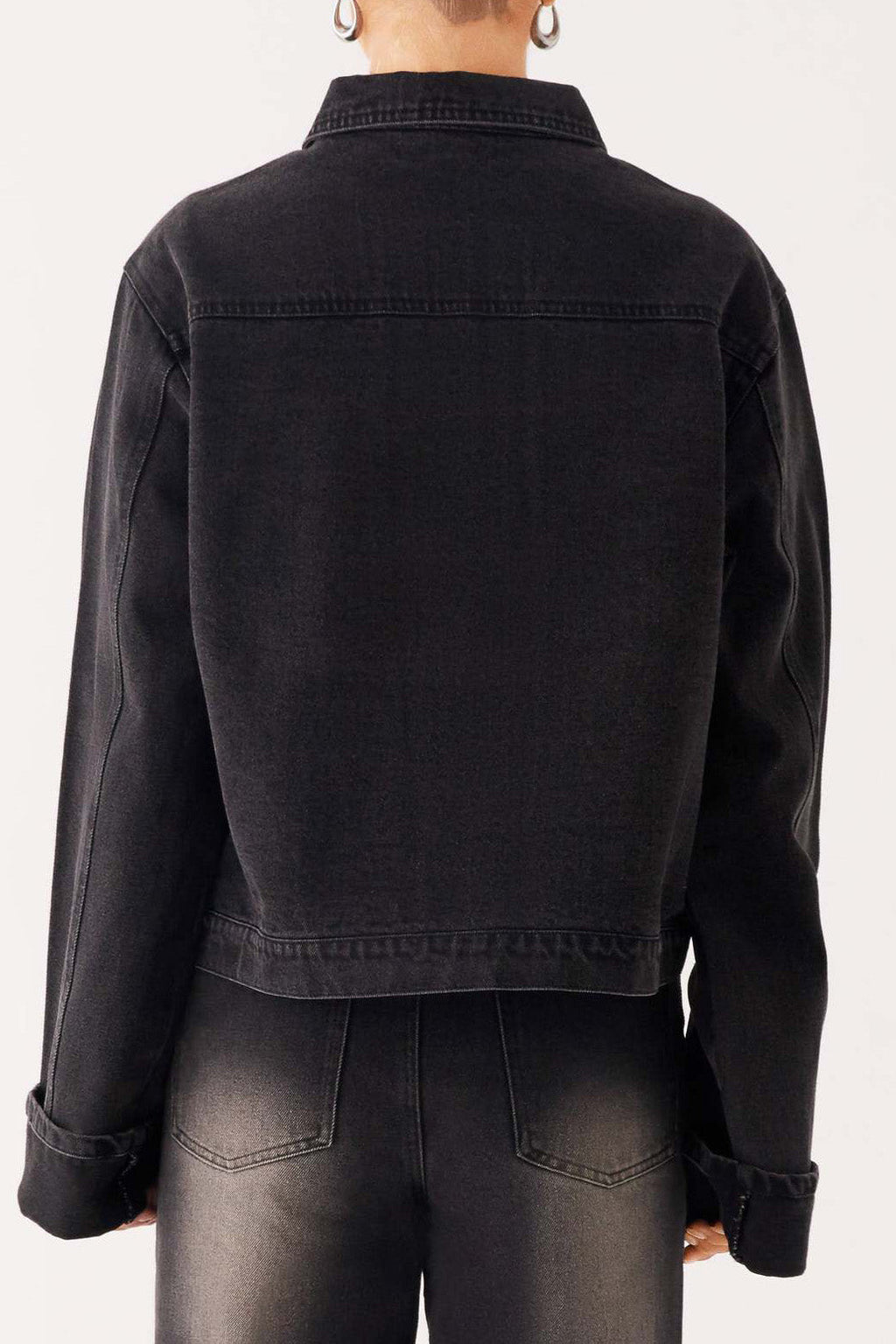 Collared Comfortable Casual Denim Jacket Lavish Daily