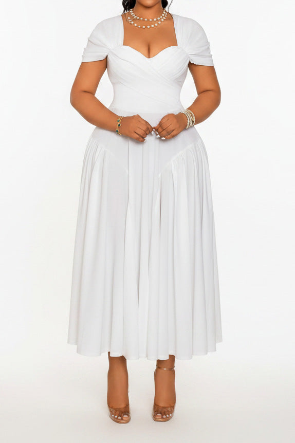Plus Size Sweetheart Draped Midi Dress Lavish Daily