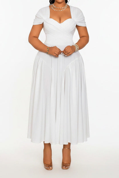 Plus Size Sweetheart Draped Midi Dress Lavish Daily