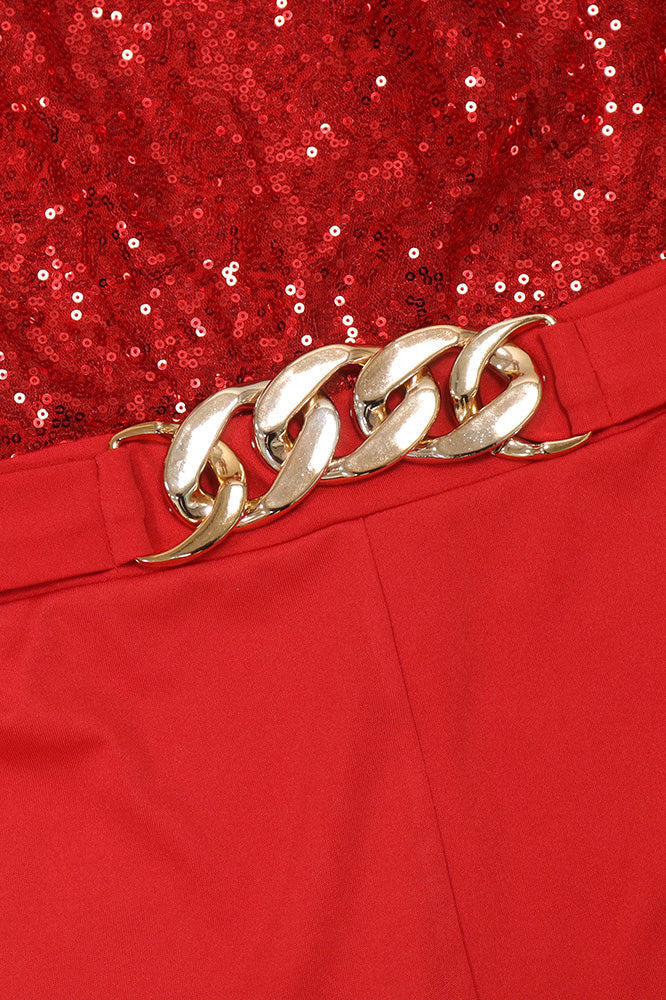 One Shoulder Sequin Wide Leg Jumpsuit Lavish Daily