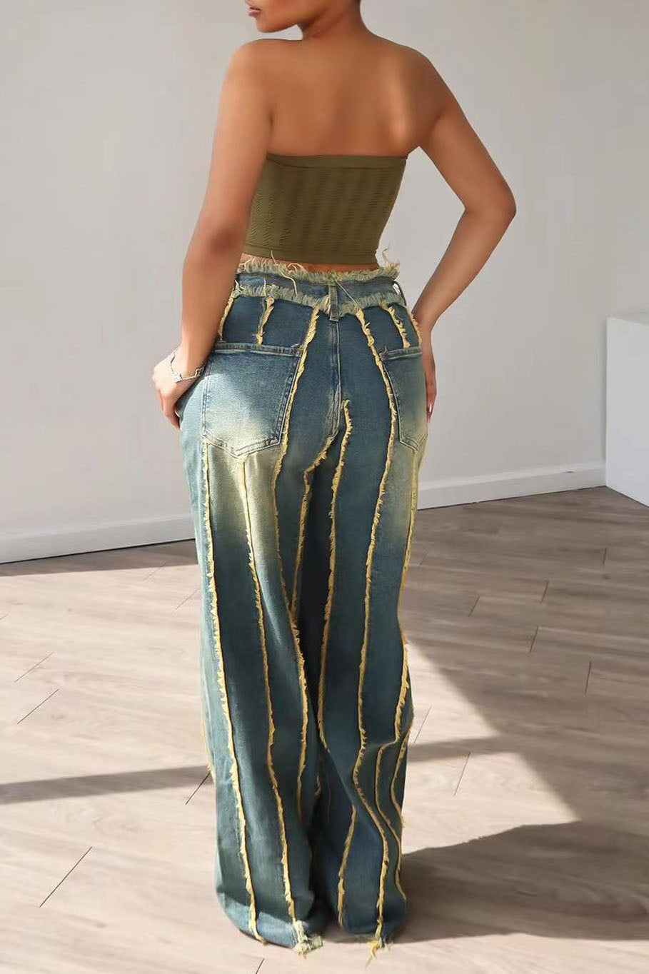 Vintage Wash Seam Straight Leg Jeans Lavish Daily