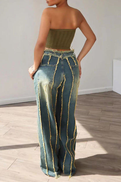 Vintage Wash Seam Straight Leg Jeans Lavish Daily
