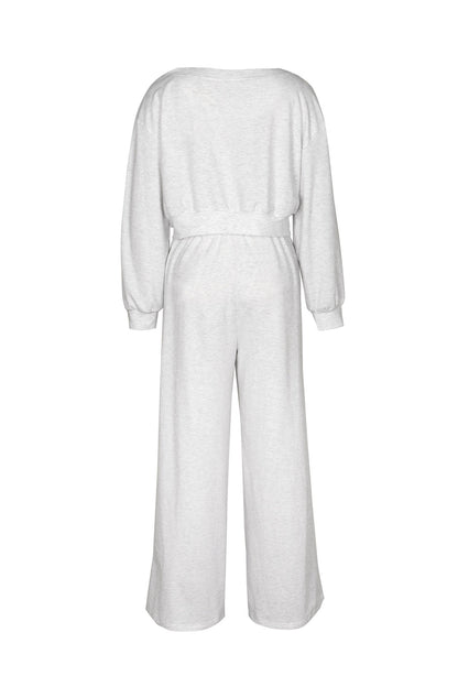 Off-Shoulder Sweatshirt & Wide-Leg Pants Set Lavish Daily