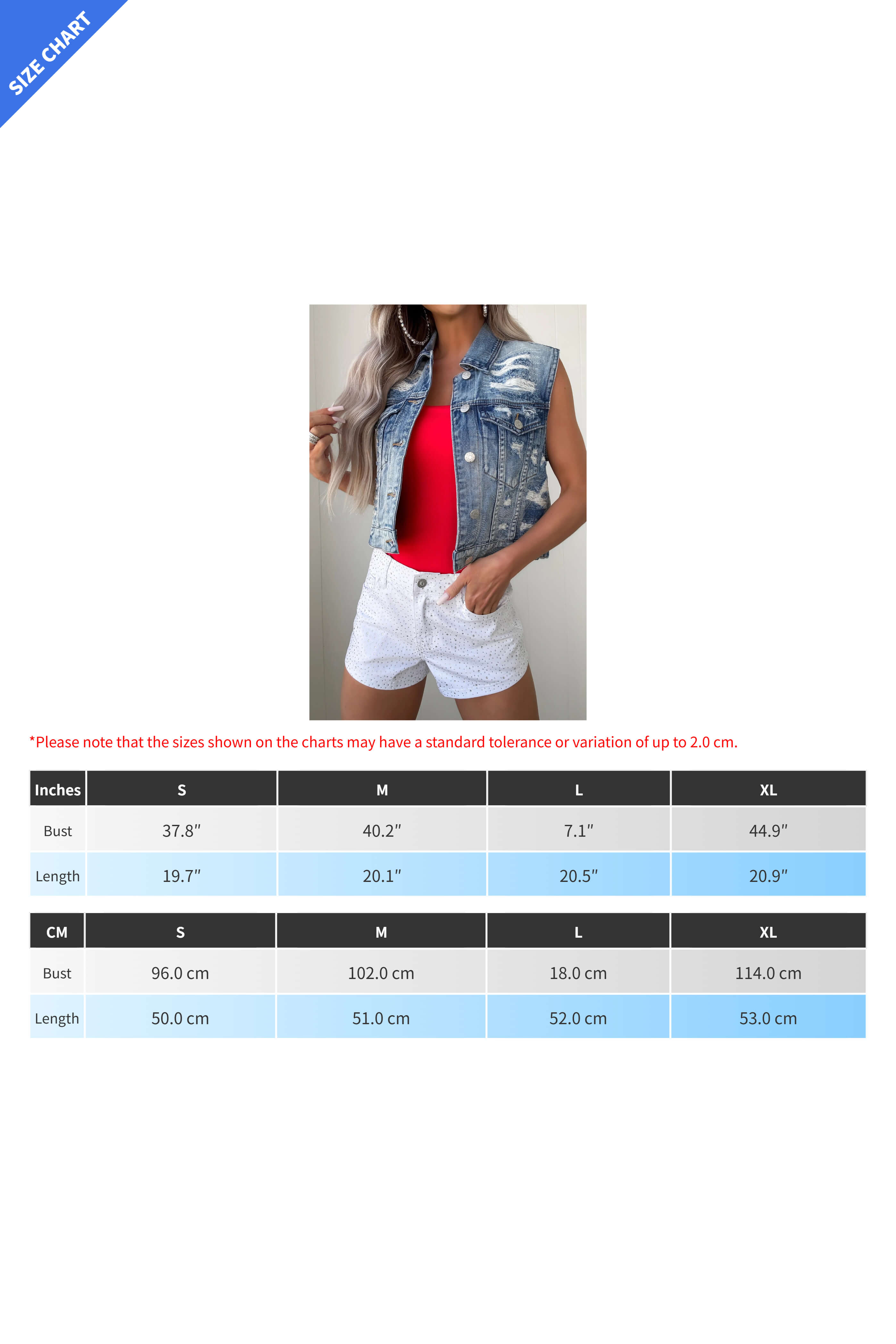 Distressed Denim Vest Lavish Daily