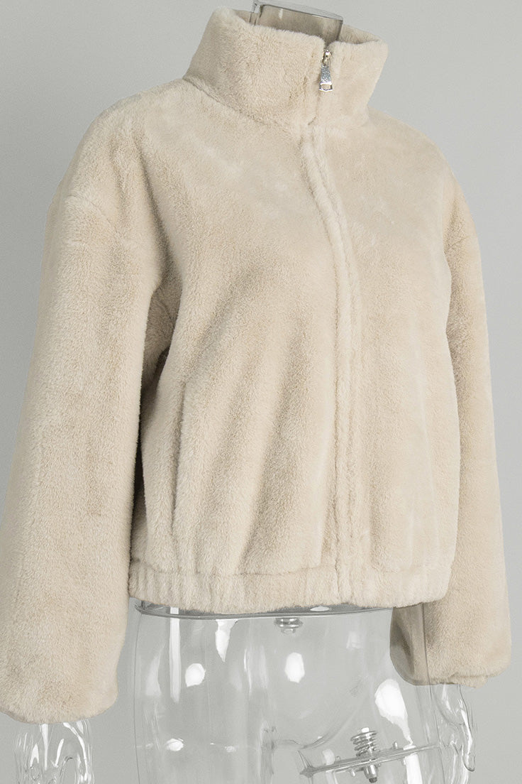 Faux Fur Zipper Crop Jacket Lavish Daily