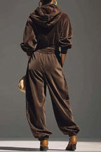 Velvet Hooded Long Sleeve Jogger Set Lavish Daily