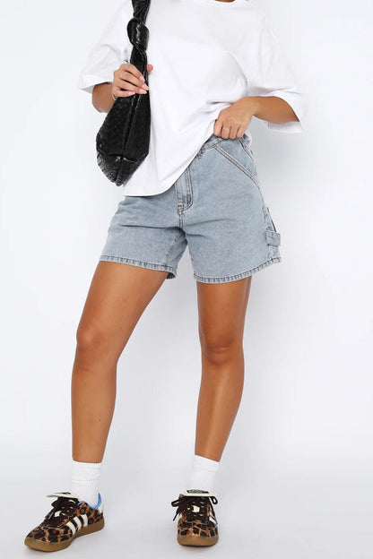 High-Waisted Relaxed Utility Denim Shorts Lavish Daily