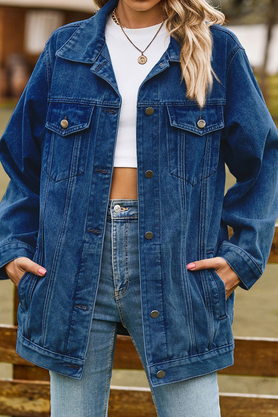 Trendy Women's Button-Up Denim Jacket Lavish Daily