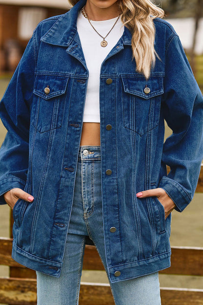 Trendy Women's Button-Up Denim Jacket Lavish Daily