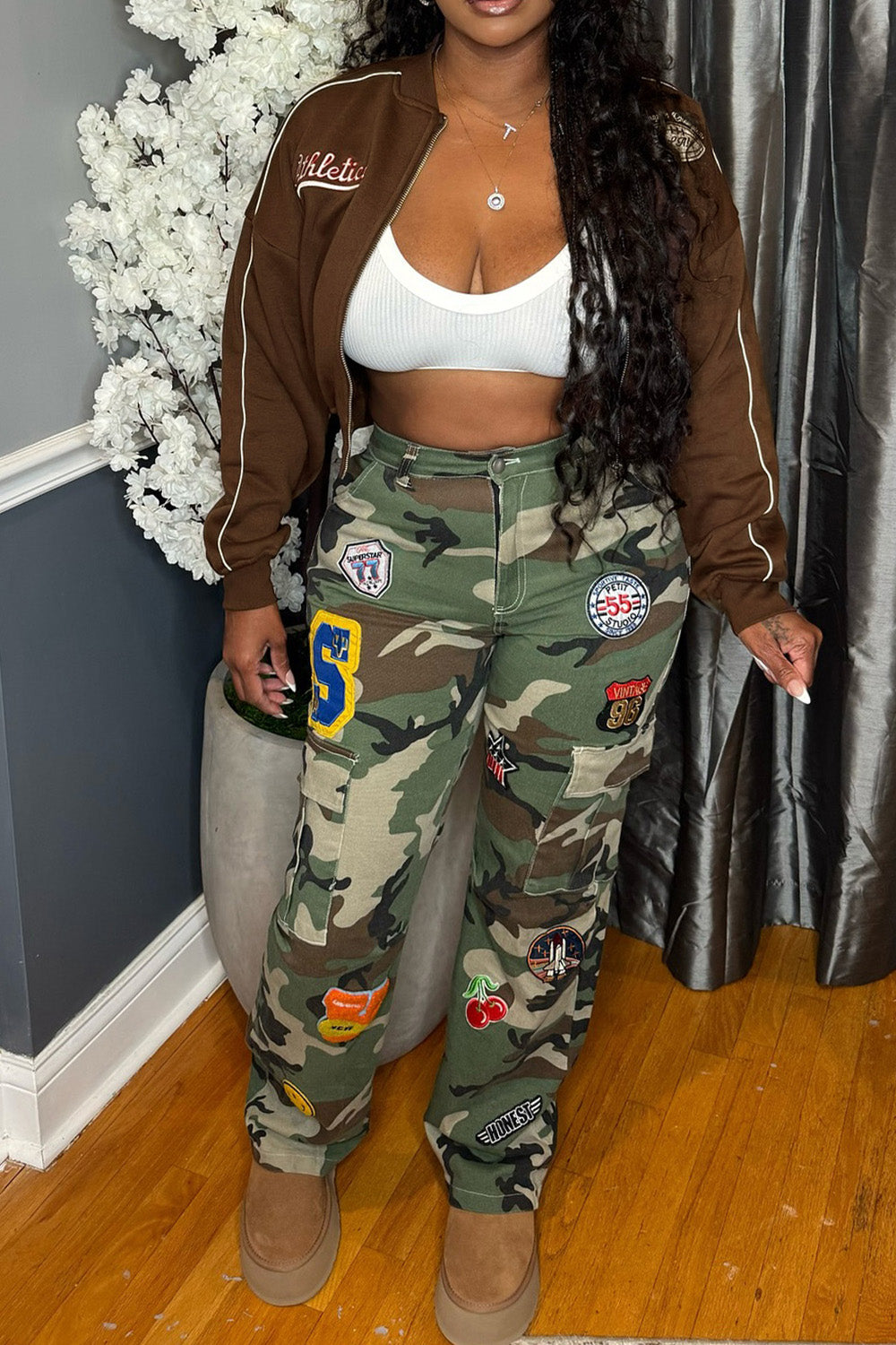 Fleece Lined Embroidered Zip Baseball Jacket Lavish Daily