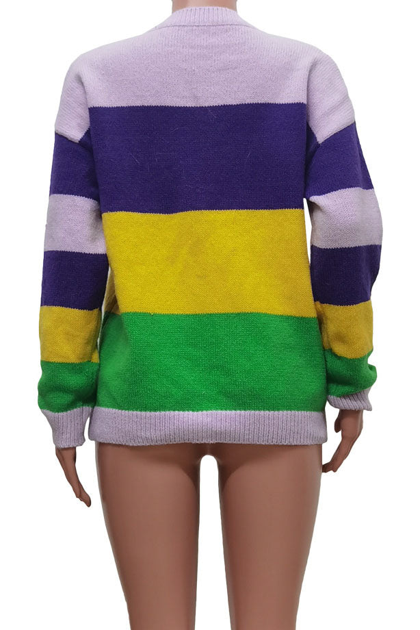 Mardi Gras Color Block Sweater Lavish Daily