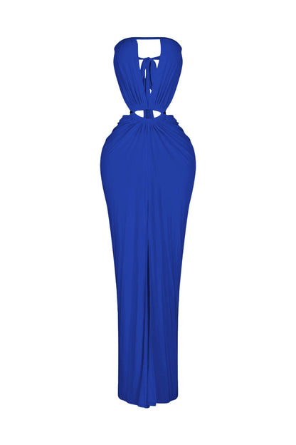 Cutout Ruched High Slit Maxi Dress Lavish Daily