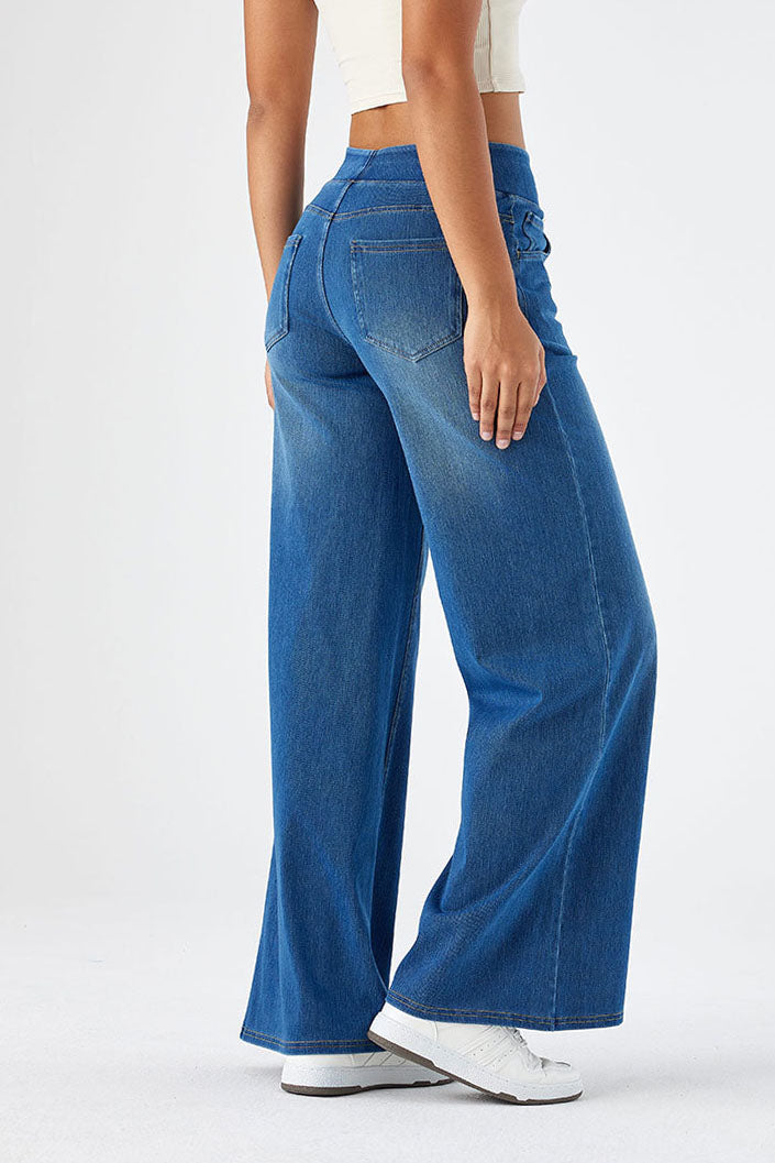 Baggy Wide Leg Washed Stretchy Jeans Lavish Daily