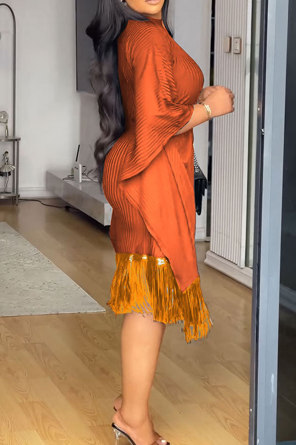 Fringe Combo Dress Lavish Daily