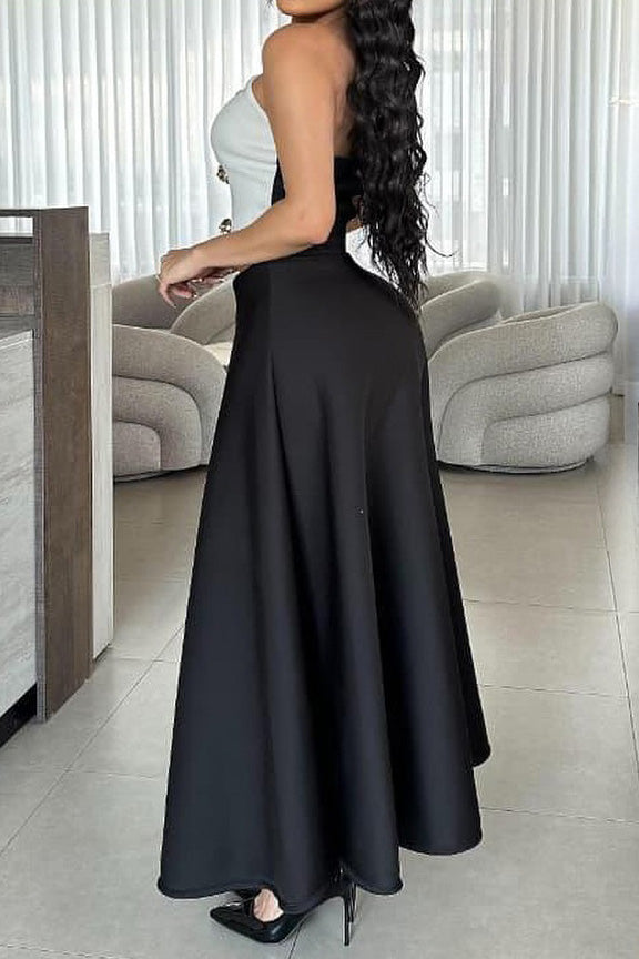 Colorblock Tube Top and A-Line Skirt Set Lavish Daily