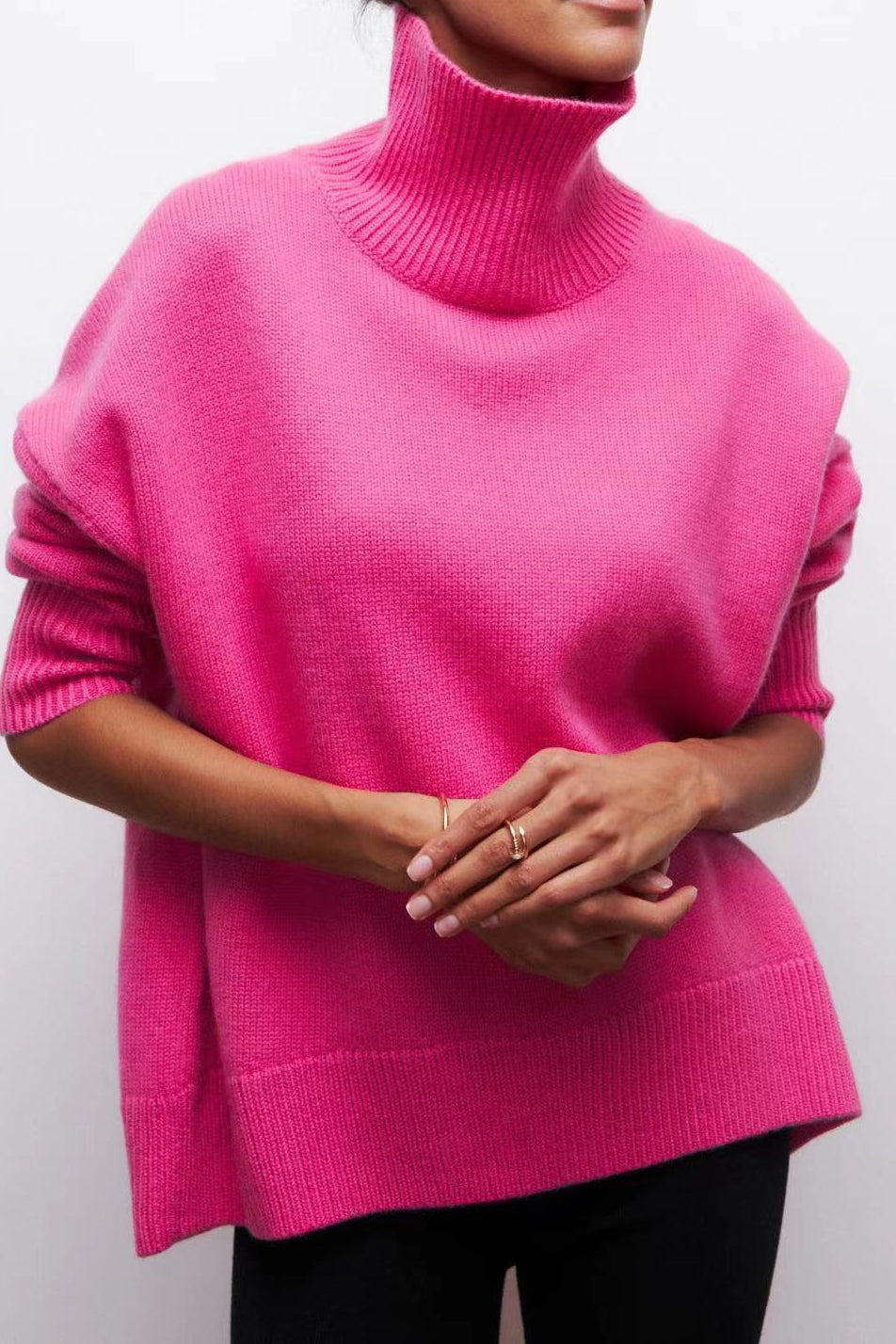 Oversized Knitted Turtleneck Sweater Lavish Daily
