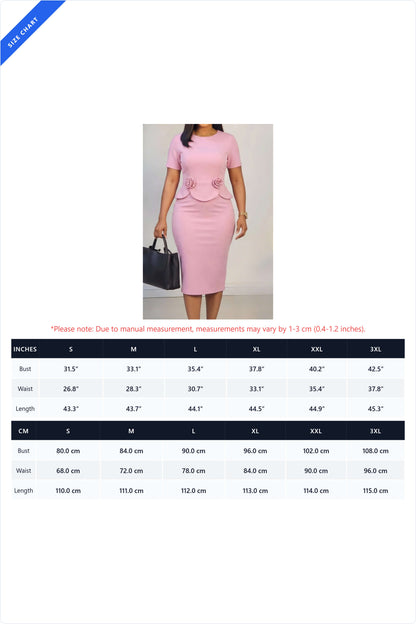 3D Floral Peplum Bodycon Midi Dress Lavish Daily