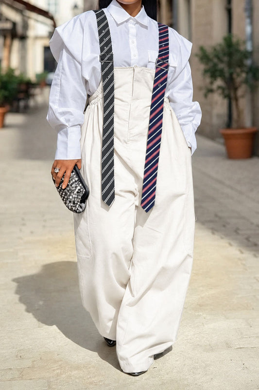 Wide-Leg Cargo Overalls with Buckle Straps Lavish Daily