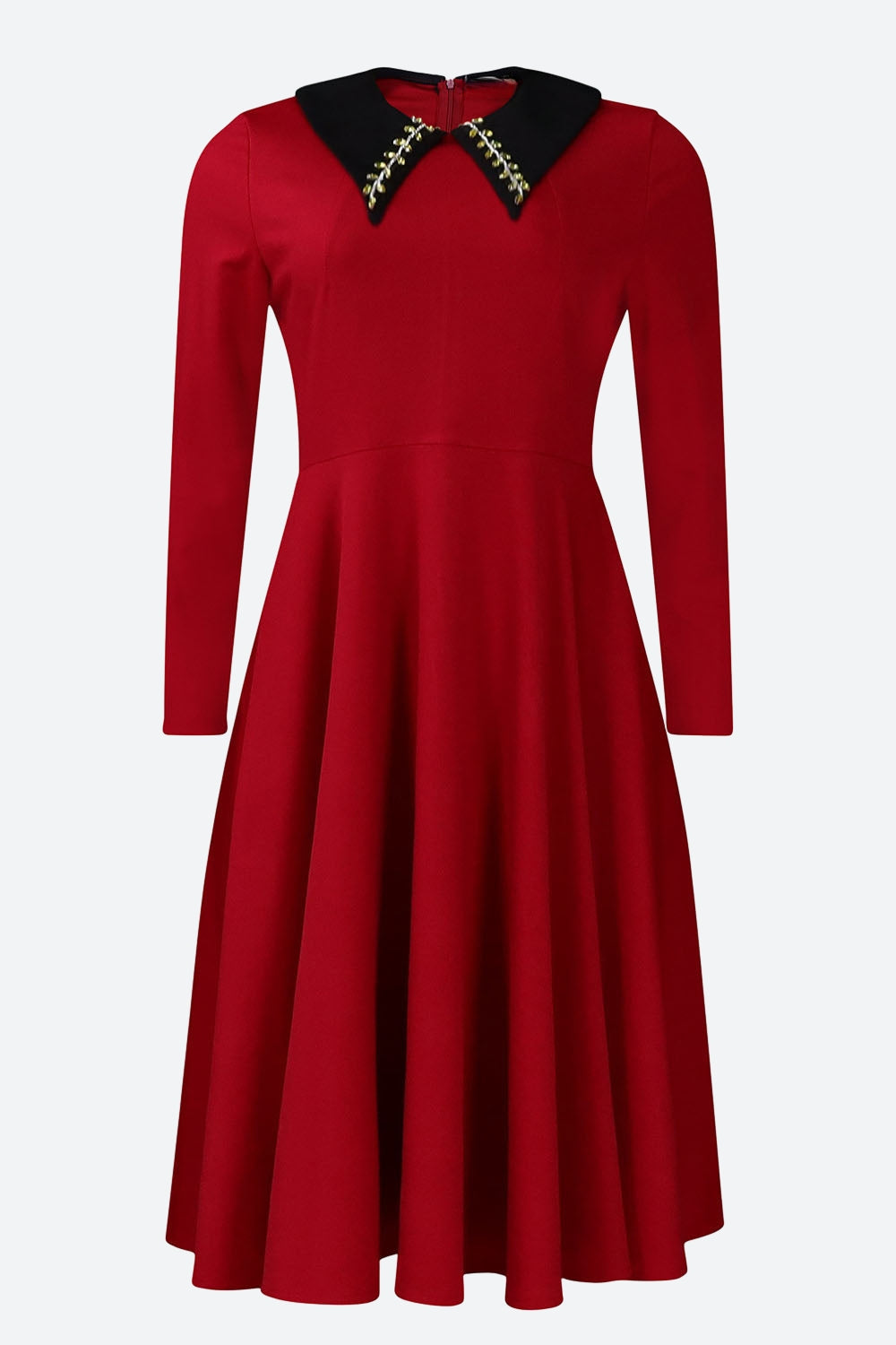 Solid Color Long Sleeve Lapel Elegant Dress Lavish Daily