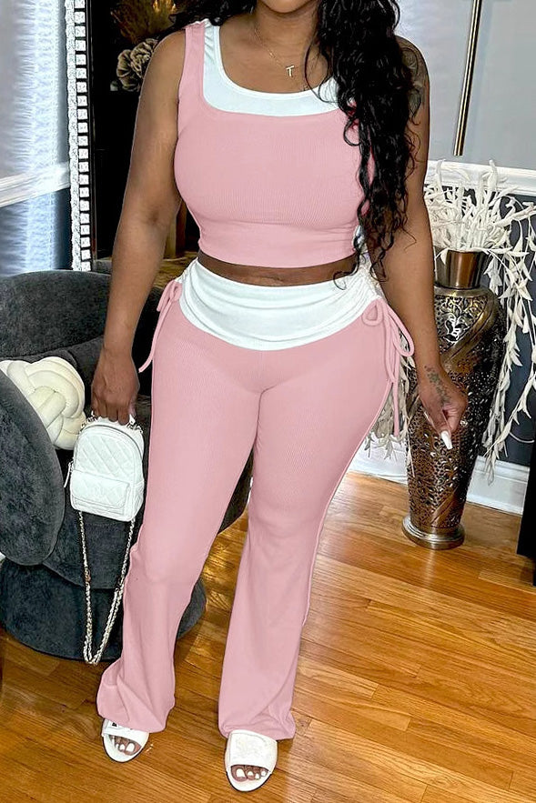 Colorblock Sleeveless Top and Pants Outfit Lavish Daily