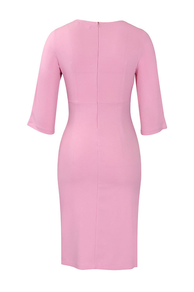 Office Pleated Pencil Dress Women's Slim Fit Lavish Daily