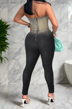Strapless Stretch Denim Jumpsuit Lavish Daily