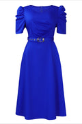 Solid Ruched Midi Dress Lavish Daily