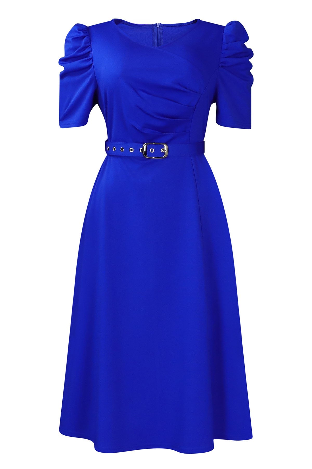 Solid Ruched Midi Dress Lavish Daily