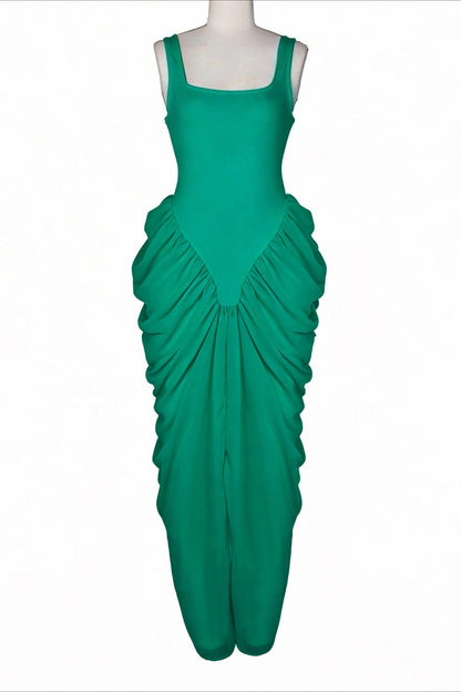 Draped V-Waist Chiffon Maxi Dress Lavish Daily