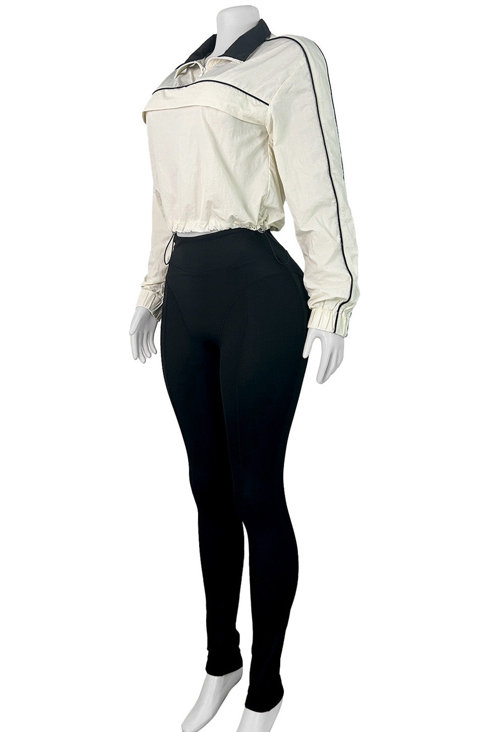 Drawstring Waist Nylon Top & Yoga Pants Activewear Set Lavish Daily