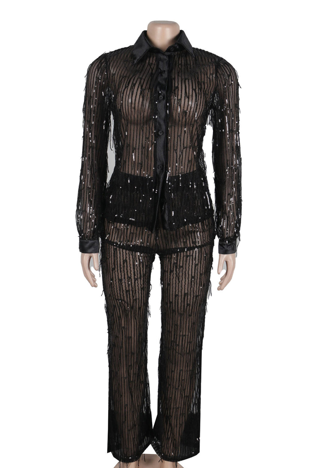 Sequin Shirt & Bell Bottom Pants Set Lavish Daily