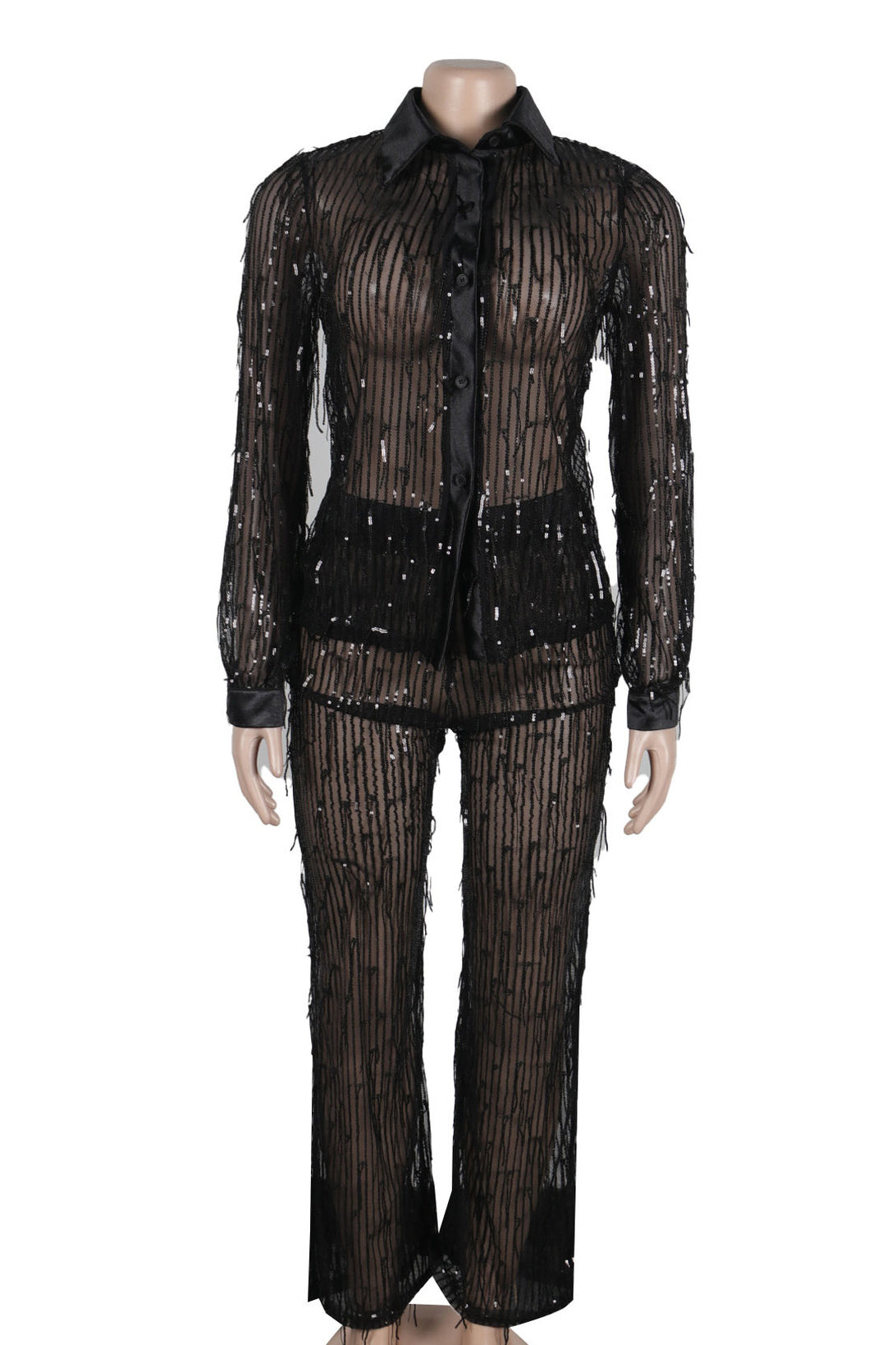 Sequin Shirt & Bell Bottom Pants Set Lavish Daily