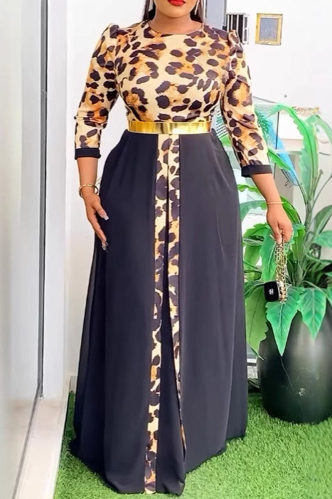 Waist Tie Leopard Print Chiffon Dress Lavish Daily