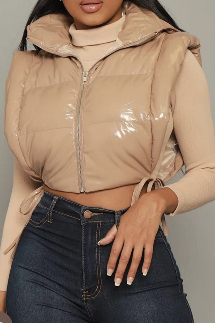 Sleeveless Hooded Puffer Coat Vest Lavish Daily