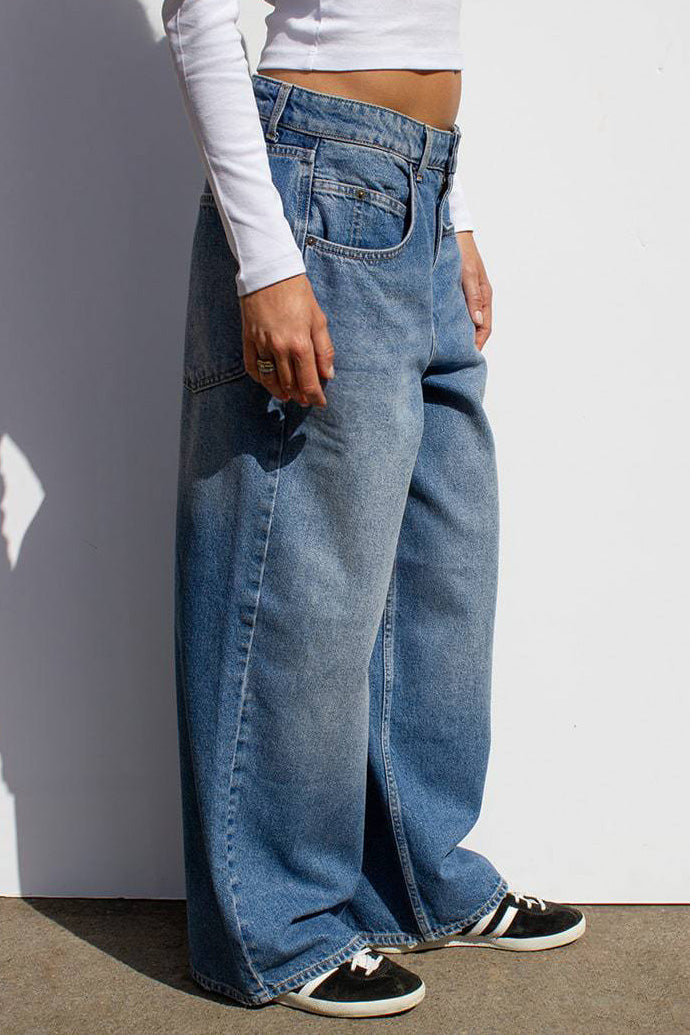 High Waist Vintage Wash Straight Leg Jeans Lavish Daily