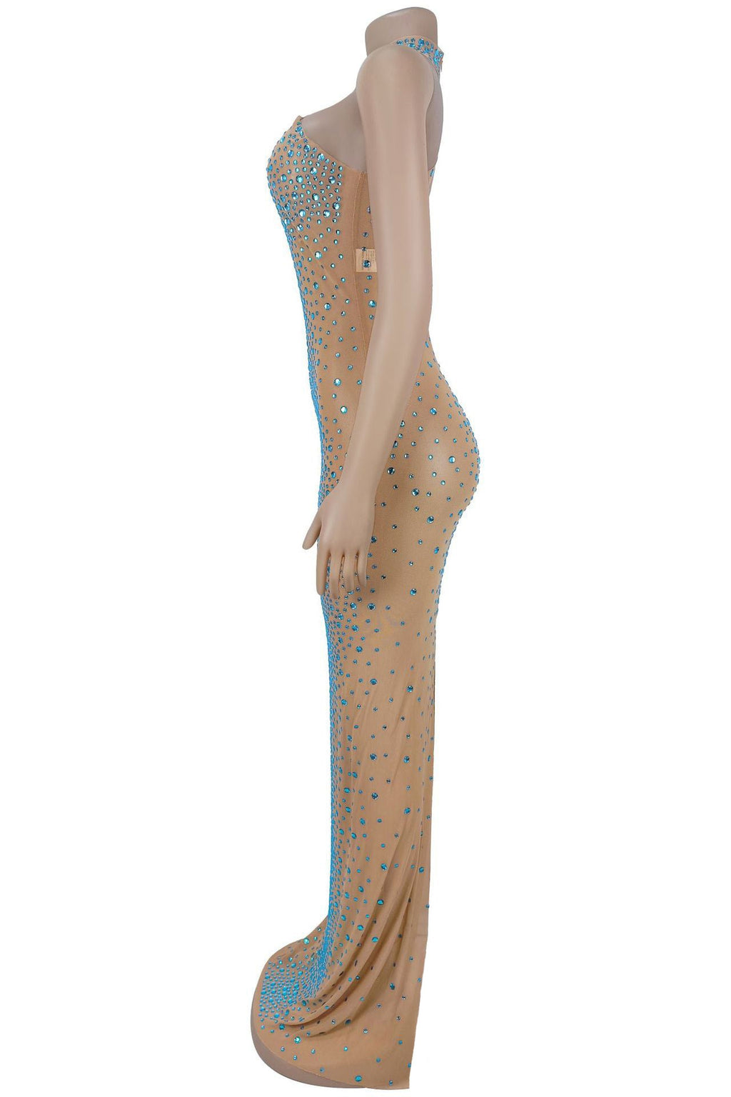 Sheer Mesh Rhinestone Slim Fit Dress LavishDaily